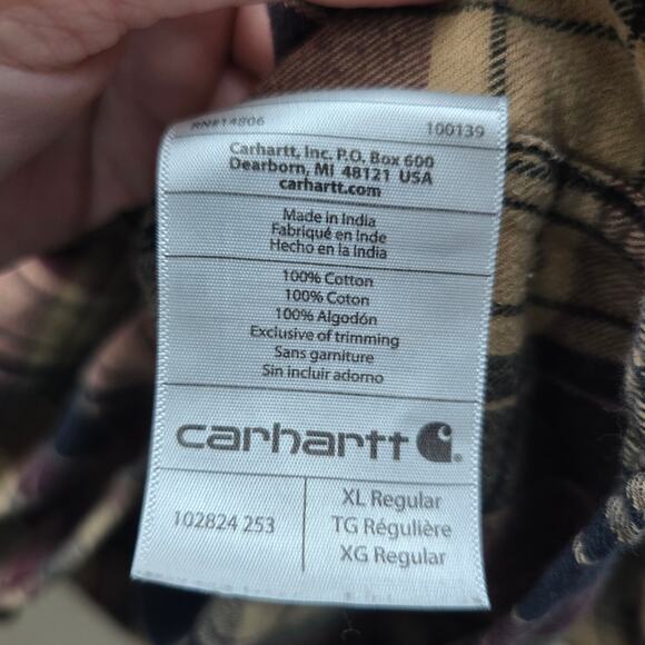 Carhartt Men's Plaid Flannel Relaxed Fit Button-Down Shirt Multicolor Size XL - Picture 5 of 5